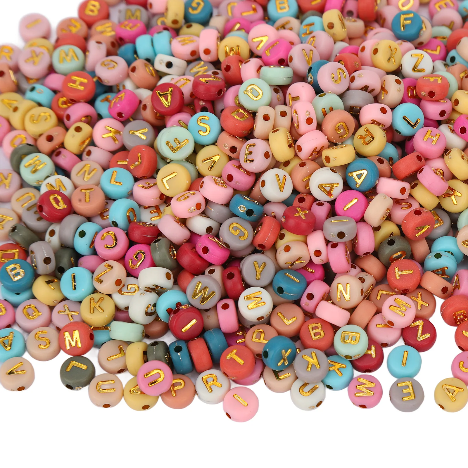 【Sale】1200Pcs Acrylic Letter Beads Smoother Comfortable Edges Round Colored Beard Beads for DIY Bracelet Necklace Earrings