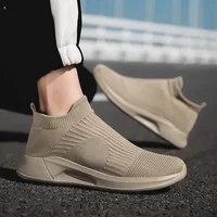 Slip-On Mens Shoes Stretch Fabric New Light Comfortable Walking Casual Shoes for Men Breathable Unisex Men Women Loafers Black 1