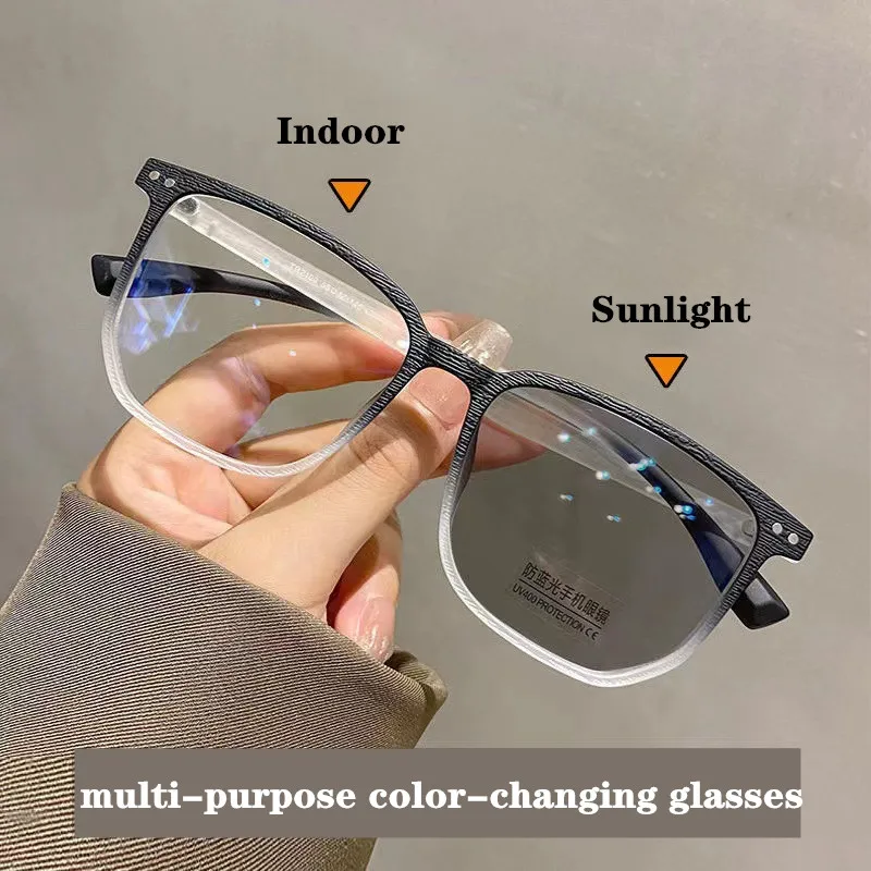

Fashion Photochromic Eyeglasses Women Men Retro Color-Changing Glasses Frame Men's Outdoor Sunshade Sunglasses Photochromic Lens