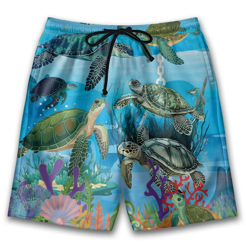 

Fashion Turtles Bermudas Hawaii Sea Life Boardshorts Turtle Board Shorts Vintage Short Pants For Men Clothes Animal Beach Shorts