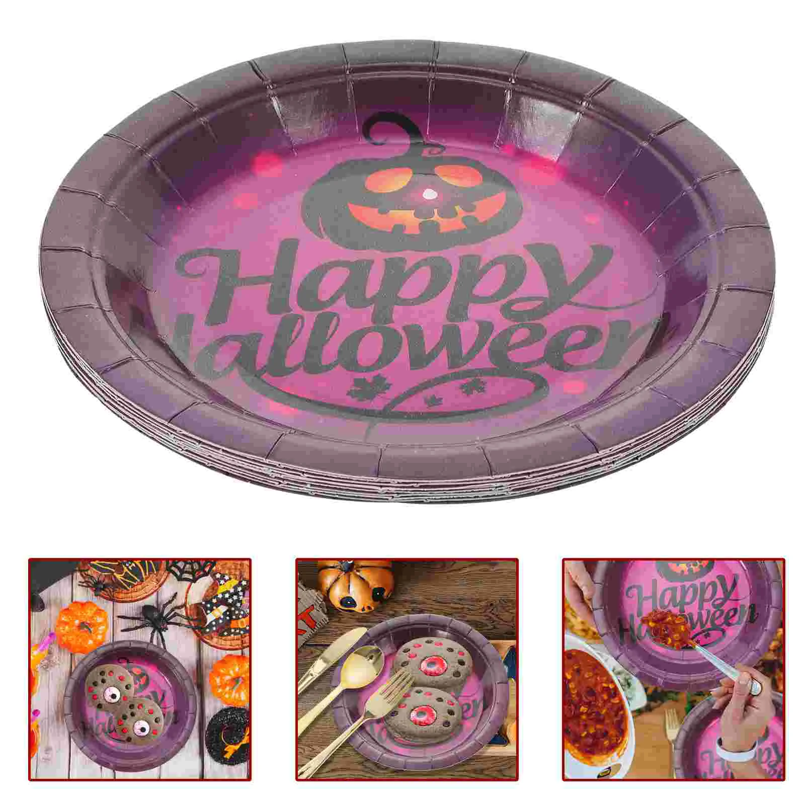 20 Pcs Halloween Party Decor Scary Skull Plate Disposable Cutlery Carnival Supplies Paper Dinner Plates