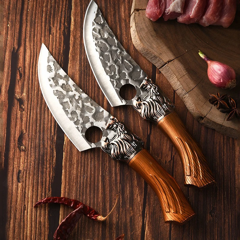 2 Types Boning Knife 6INCH Stainless Steel Hunting Knife Tactical Millitary Fishing Knife Chef's Butcher Knife Meat Cleaver 