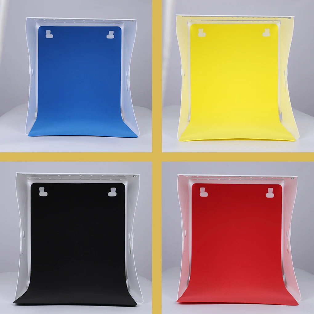 Mini Folding Photo Booth Softbox Small LED Lights Portable Folding Light Box Photo Props Double Light Strip 6 Color Backdrop