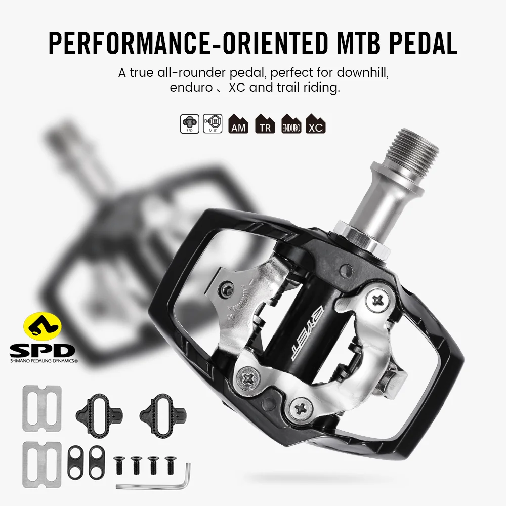 2022 Bike Pedals MTB Aluminum Selflocking with Clips Doubleside