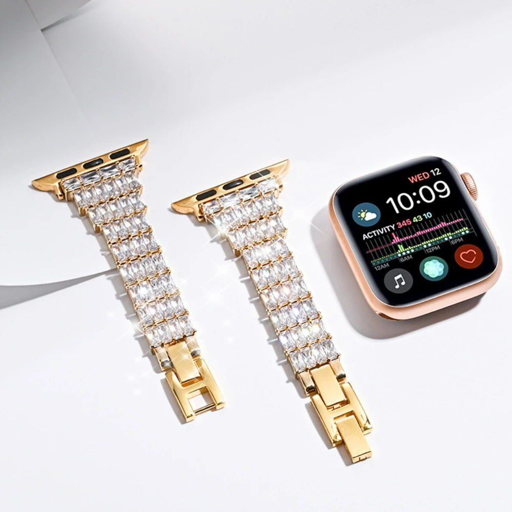 Metal Strap For Apple Watch Band 45mm 41mm Ultra 49mm Women's Diamond Bracelet iWatch Series 6 5 4 3 SE 44mm 40mm 42mm 38mm Band