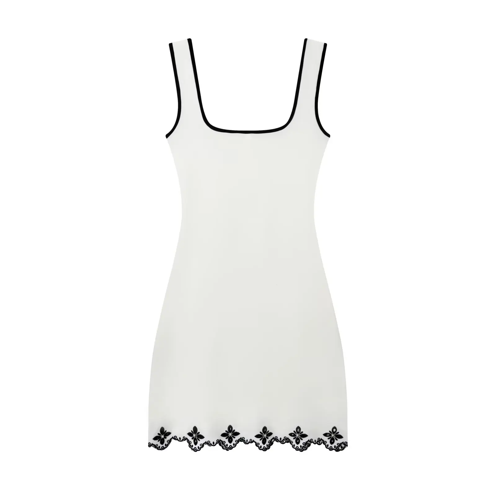 TFAFXY 2026 Frühlings-Damen-Trägerkleid, bestickte Perlendekoration, ärmellos, schlank, A-Linie, extrem kurzes Minikleid, Y2K – Detail 3