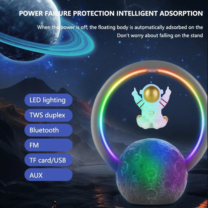 

Магнитная левитация, Bluetooth-динамик, беспроводной плавающий астронавт, портативный динамик, RGB светильник, MP3-плеер для домашнего стереофоника