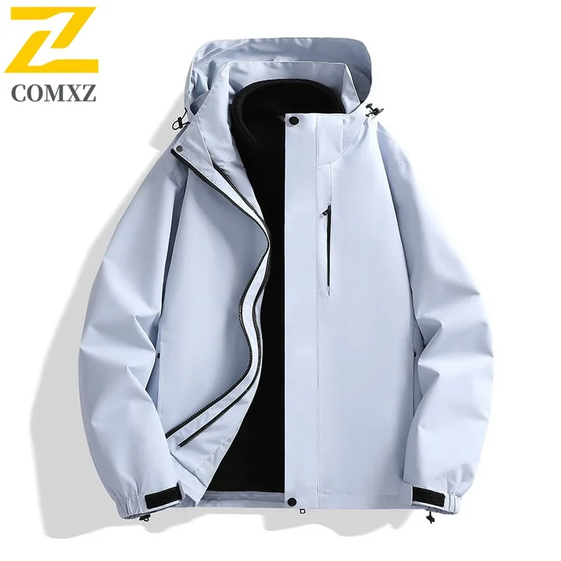 COMXZ Men's Trench Coat Winter New Windproof Waterproof Hunting Camping Windbreaker Jacket Travel Breathable Warm Outerwear