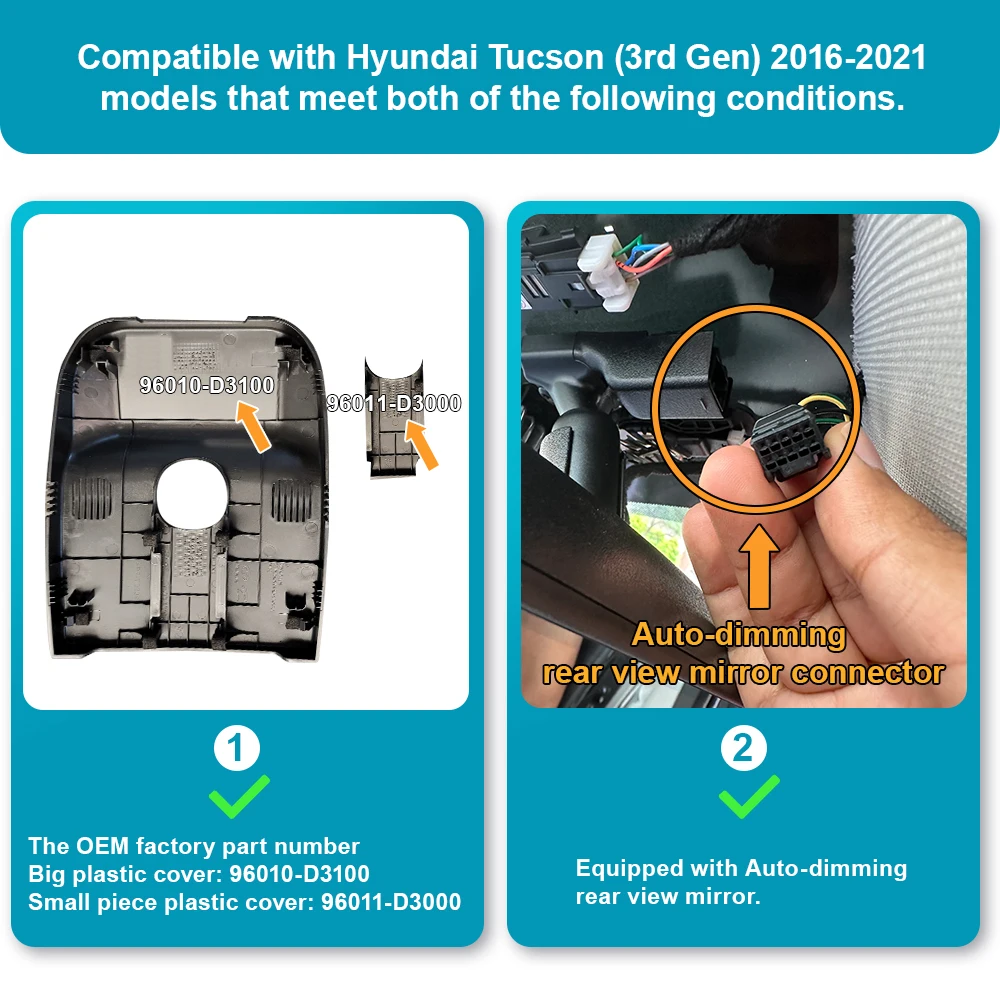 Dash Cam Dash Camera for Hyundai Santa Cruz -/ Tucson-ARB 4K Style Car DVR
