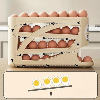 3-Tier Rolling Egg Storage Container for Refrigerator 1