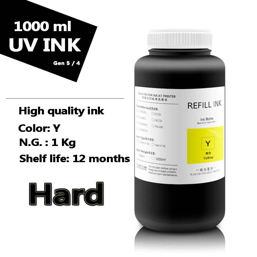 Printer UV Ink 1000ML/bottle*5colors Dedicated For Ricoh GEN 4 GEN5 printhead for Ricoh UV printer
