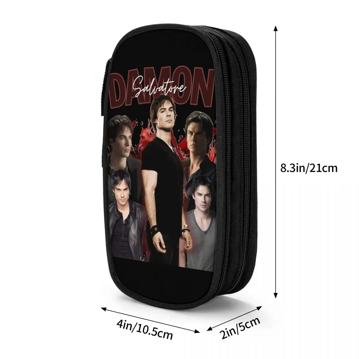 Damon Salvatore Vampire Pencil Case Creative Ian Somerhalder Pen Pencil Bags Student School Supplies Zipper Pouch