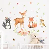 Cartoon Animals Wall Stickers Kids Rooms Fawn Fox Raccoon Kids Wall Stickers Decals Wallpaper for Kids Room Baby Room Decoration 4