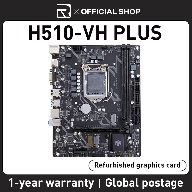 

JIESHUO H510 VH PLUS Mainboard 7 phase power supply supports LGA1200 2*DDR4(4*SATA3.0 interface) (supports up to 64gb)