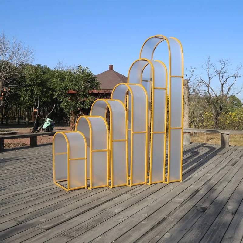 

New Wedding Screen Arch Background Iron Road Guide Wedding Dance Catwalk Decor Lamination Sun Panel Flowers Arch Decoration Prop
