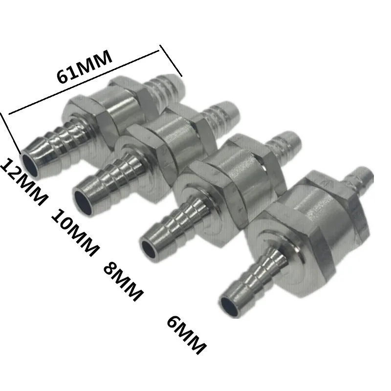 Válvula de retención de no retorno de combustible de aleación de aluminio, carburador de ajuste unidireccional, 4 tamaños, 6mm, 8mm, 10mm, 12mm