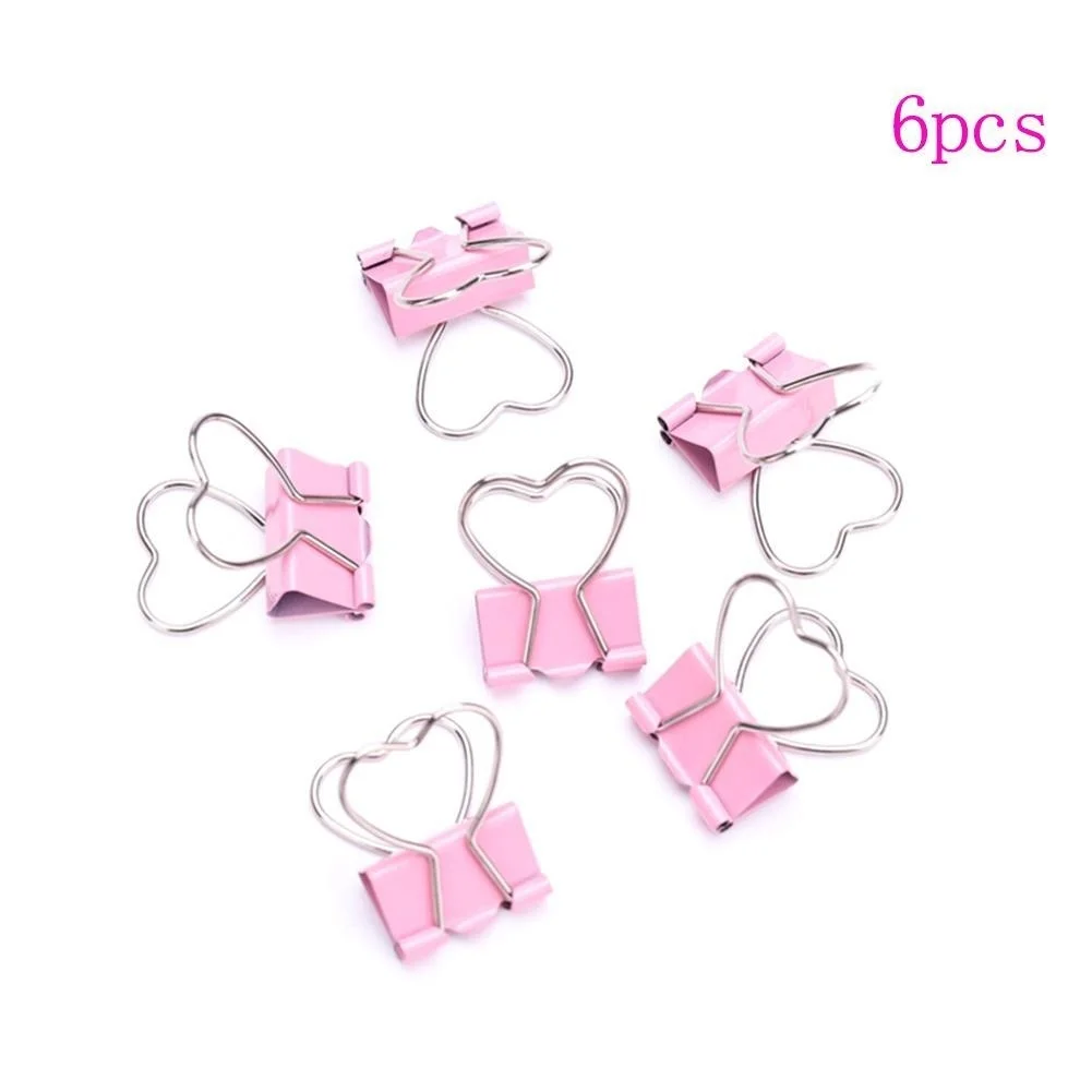 Metal Clip Notes Confidence-shaped Clip 6 Pcs/batch Pink School Office Supplies Creative Desk Accessories
