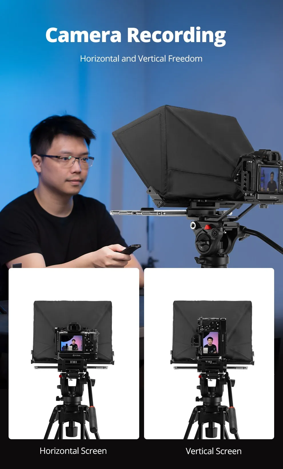 T14 Big Screen Teleprompter Professional Interview Foldable Camera Teleprompter,
