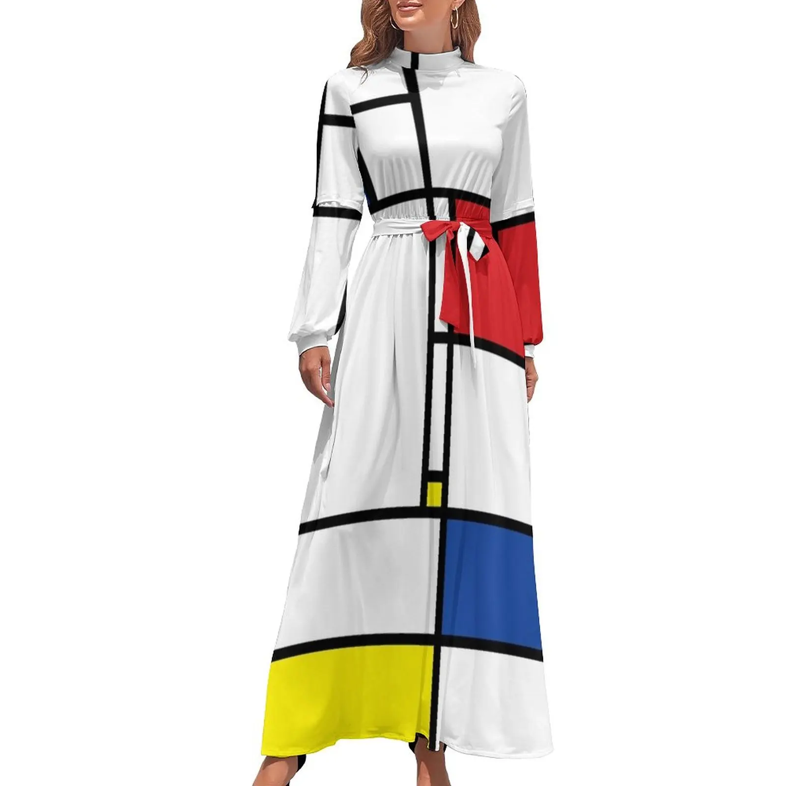 

Mondrian Minimalist De Stijl Modern Art I.I  fatfatin Long Dress women's luxury party dress summer dress woman 2024 trendy