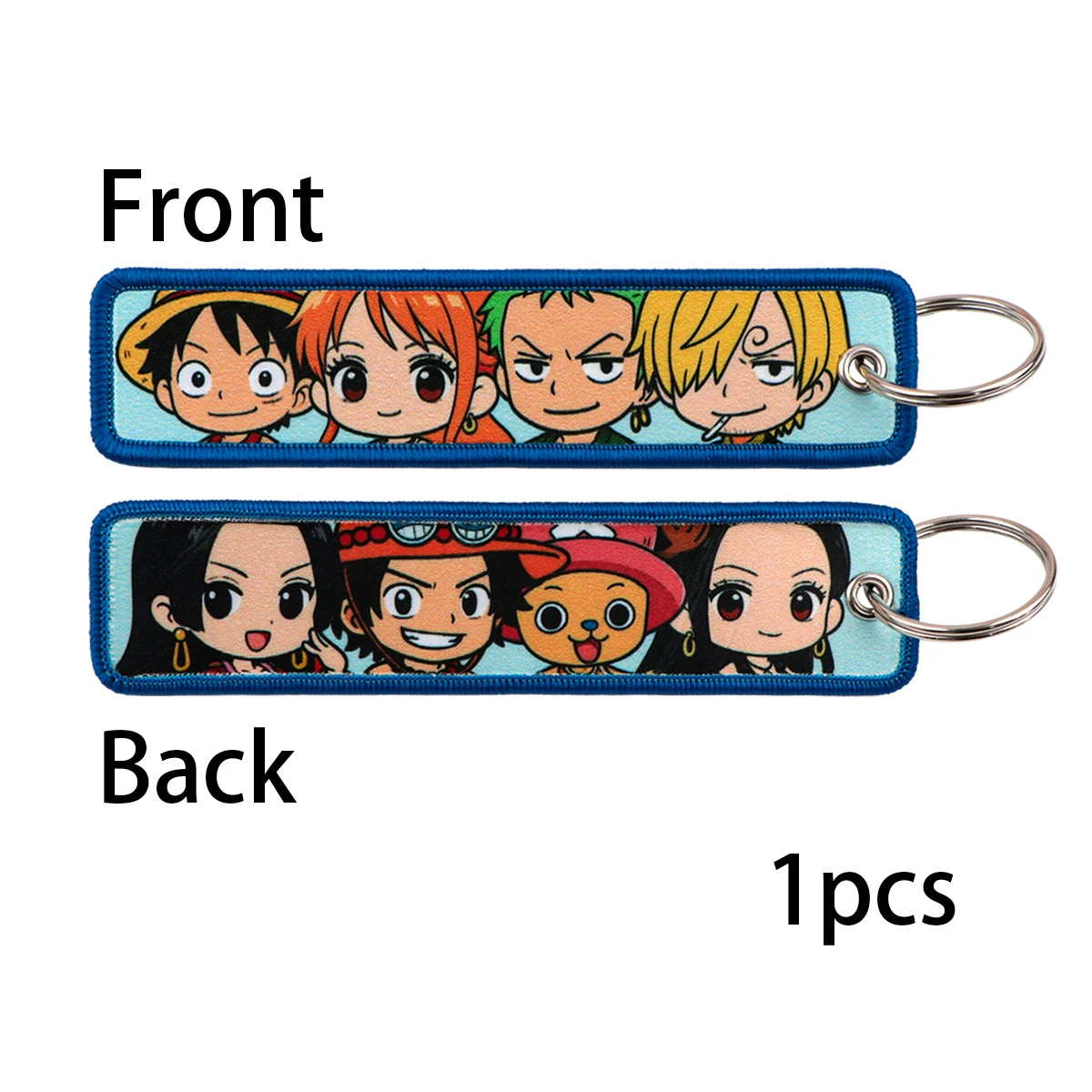 Niedliche Piraten-Schlüsselanhänger mit Stickerei, Manga-Schlüsselanhänger, Anime-Schlüsselringe für Taschen, Autos, Geschenke für Fans, Cosplay-Accessoires – Detail 1