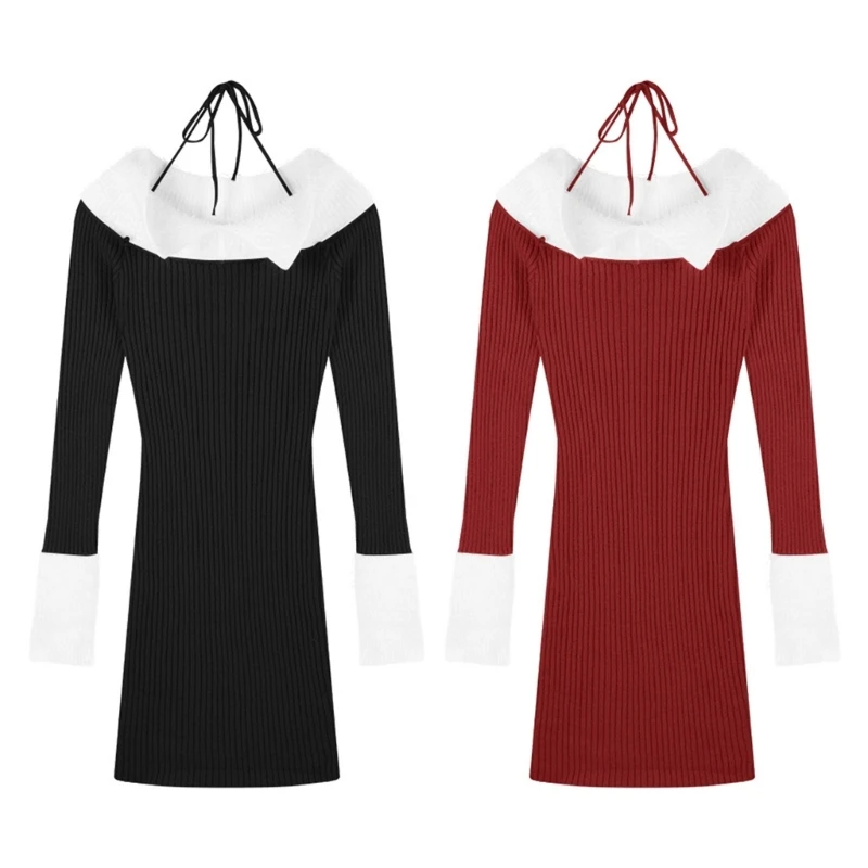 

Women Long Sleeve Party Dress Elegant and Versatile off Shoulder Dresses