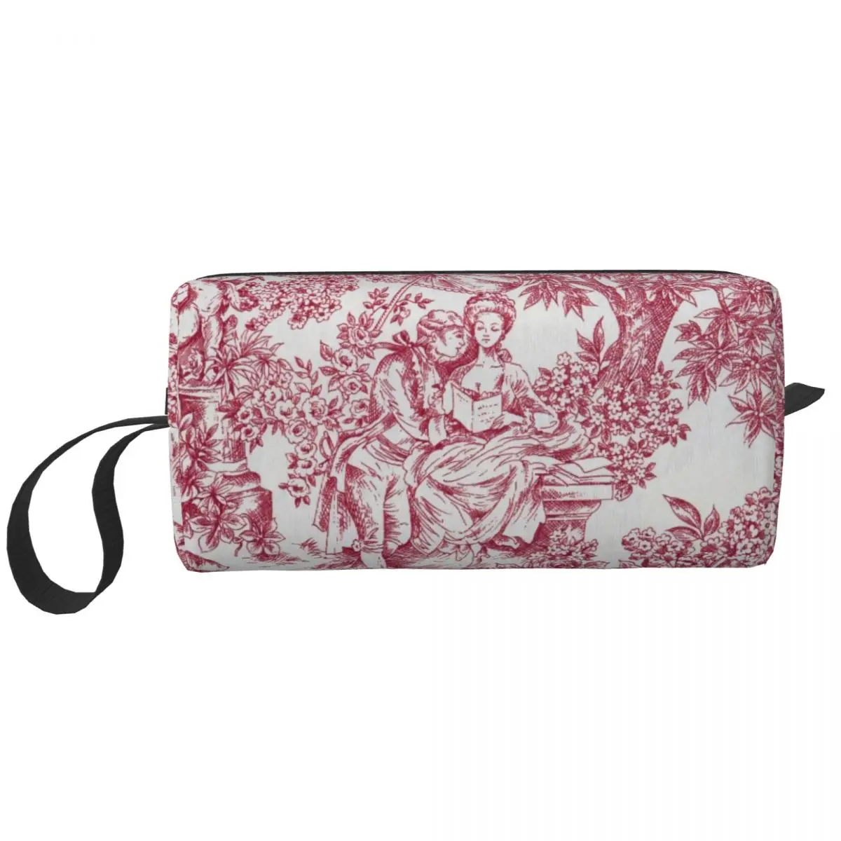 

Vintage French Toile De Jouy Motif Pattern Toiletry Bag Cute Cosmetic Makeup Organizer for Women Beauty Storage Dopp Kit Case