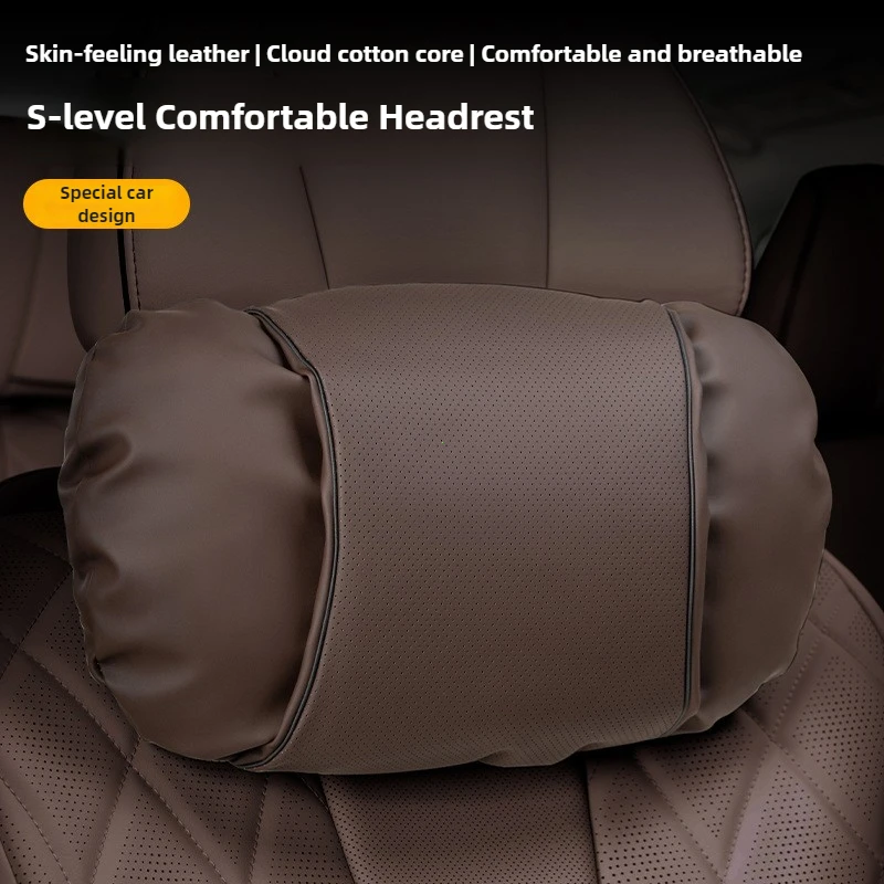 Luxury PU Leather Car Neck Pillow – Breathable Head Support For Mercedes Benz