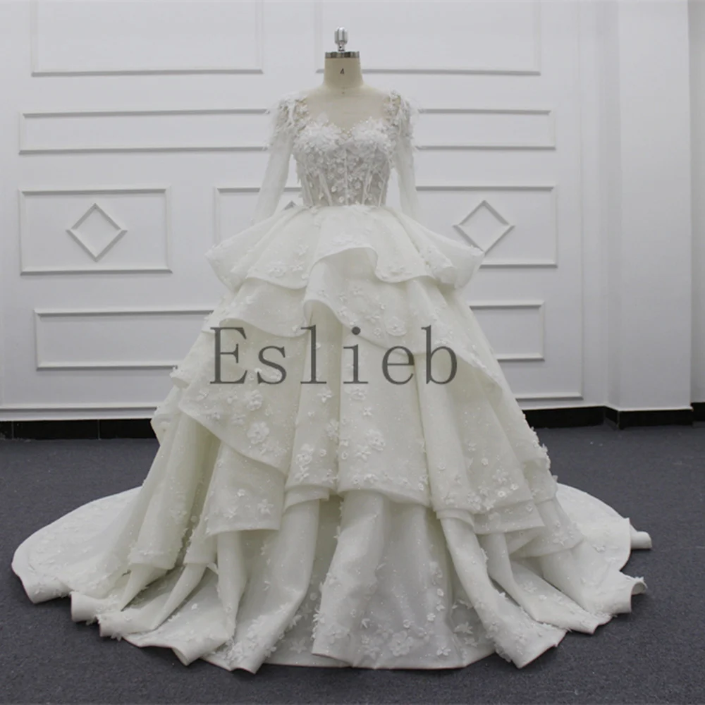 Eslieb New Arrival 2024 High Custom made Wedding dress zipper back FullSleeve Floor-Length Mermaid wedding dresses