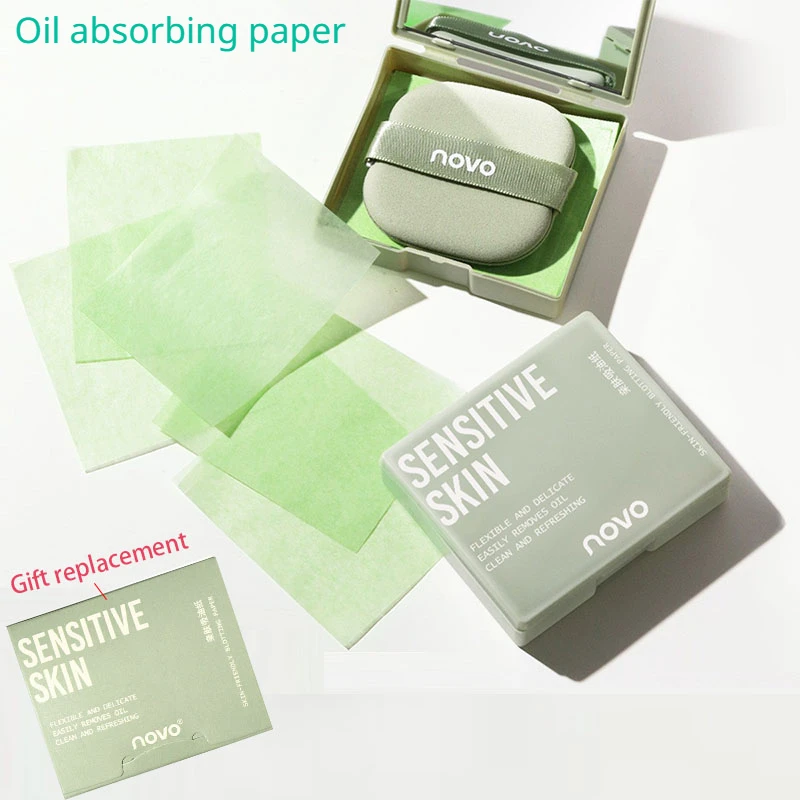 Oil absorbing paper with mirror puff face refreshing summer delinquent paper women portable Free replacement Skin care Makeup