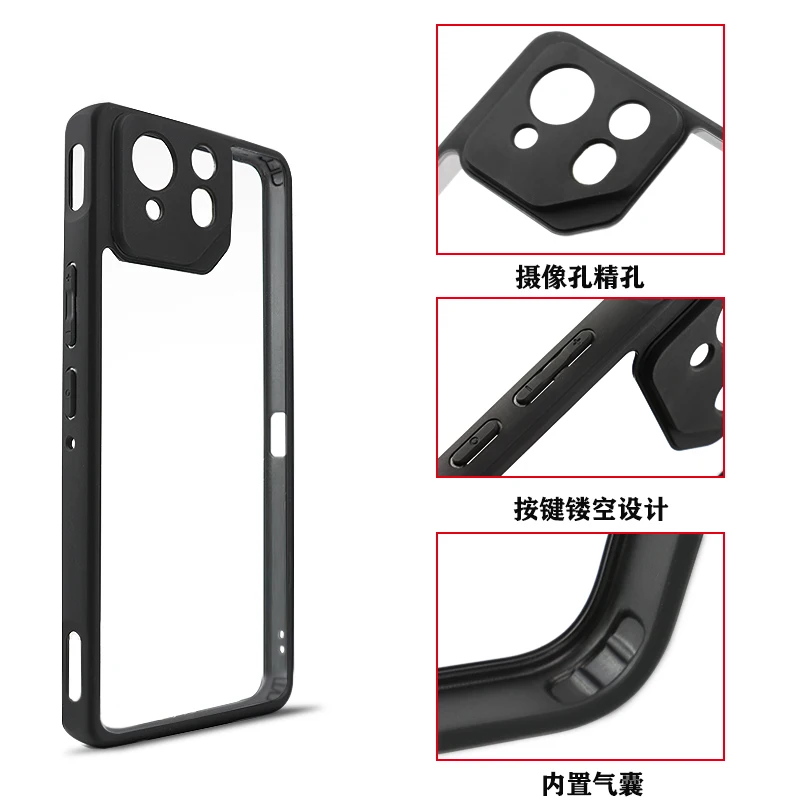 Ultra-Thin Shockproof Transparent Back Cover with Soft TPU Frame