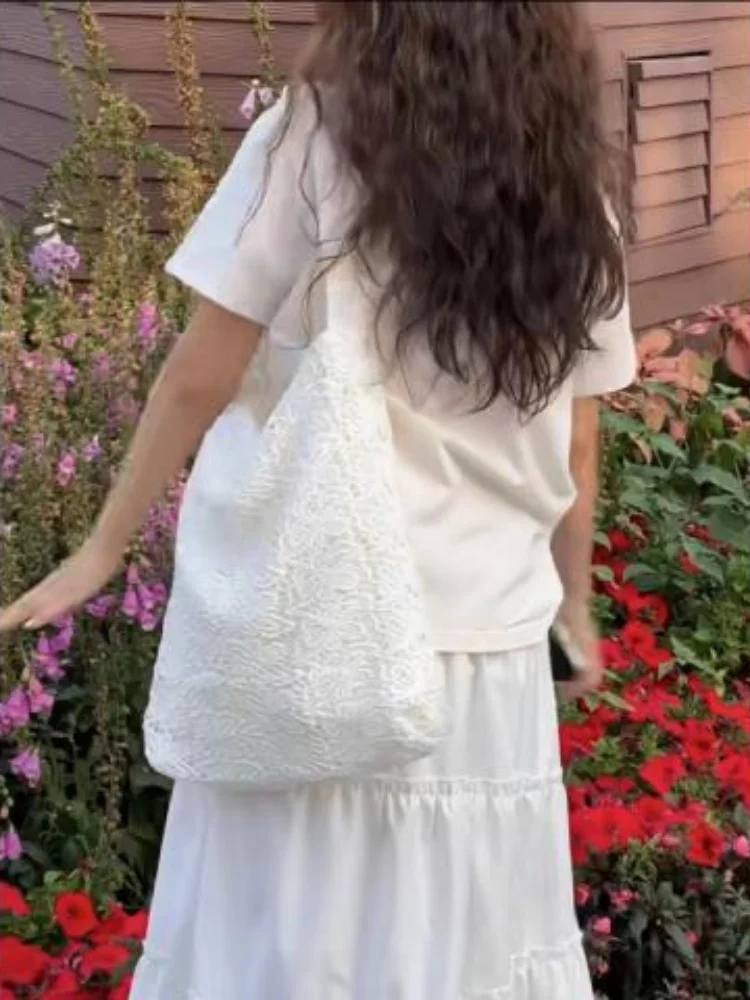 Sweet Lace Summer 2024 Casual Large Capacity Handbag Tote Bags Women Commute Shoulder Bag