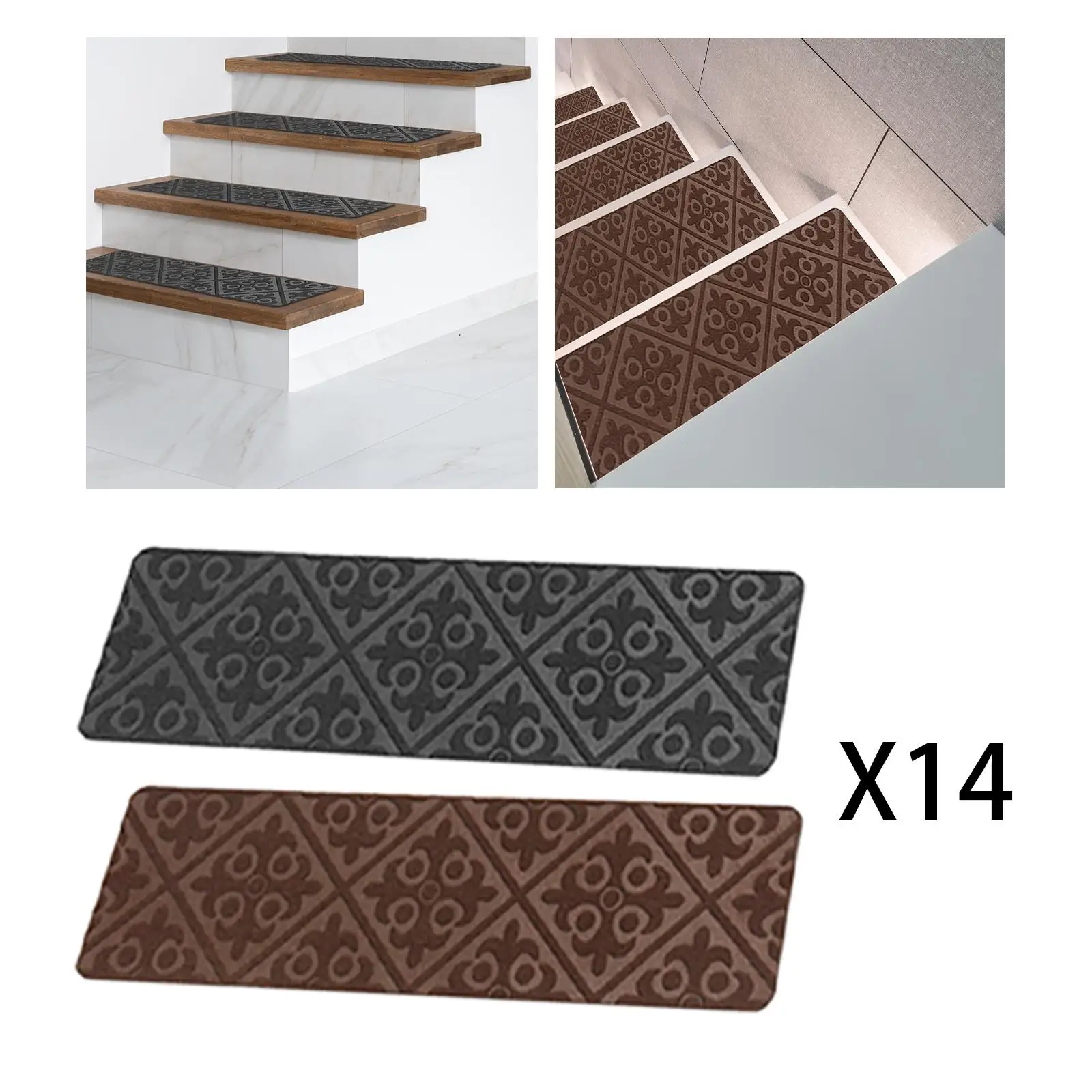 Carpet Stair Treads Set of 14 Rug Washable Stair Runners for 