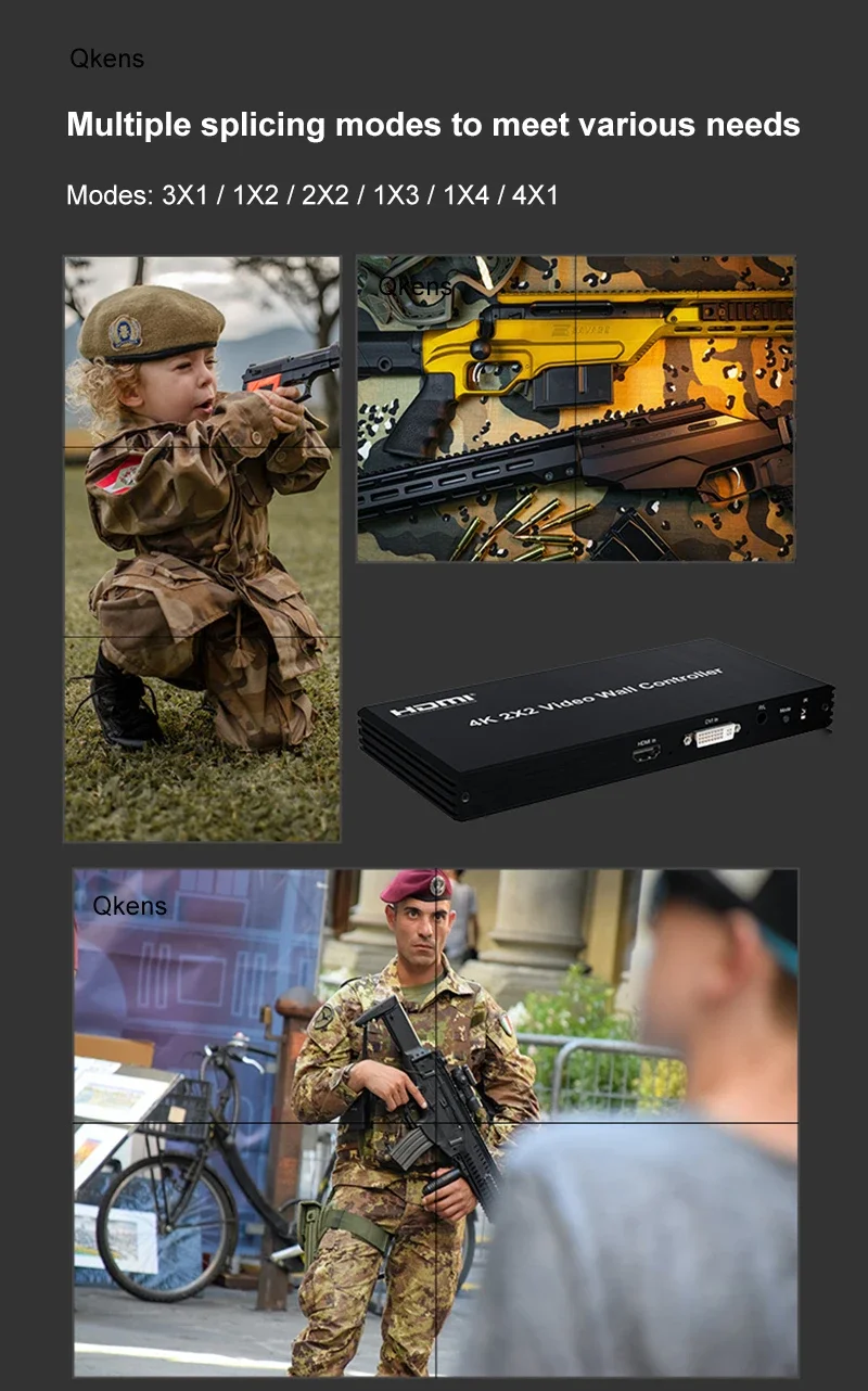 4K 비디오 월 컨트롤러 멀티 스크린 스티칭 프로세서 1x2 1x3 1x4 DVI HDMI 2x2 TV 스플라이서 베젤 180도 조절 가능 ° RS232 플립