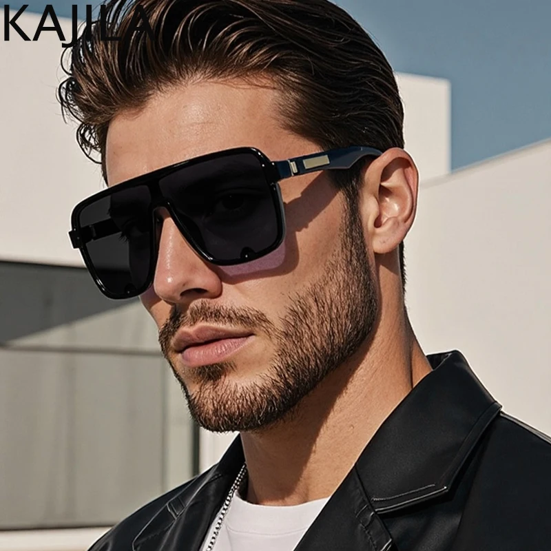 Oversized Square Shield Polarized Sunglasses Men Big Frame  display picture 2