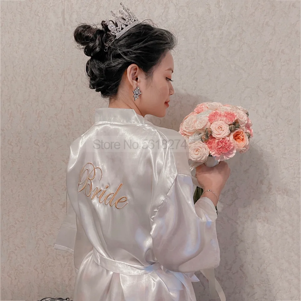 

Bride Bridesmaid Wedding Robe Sexy Women Kimono Bathrobe Gown Nightgown Short Sleepwear Casual Nightdress Intimate Lingerie
