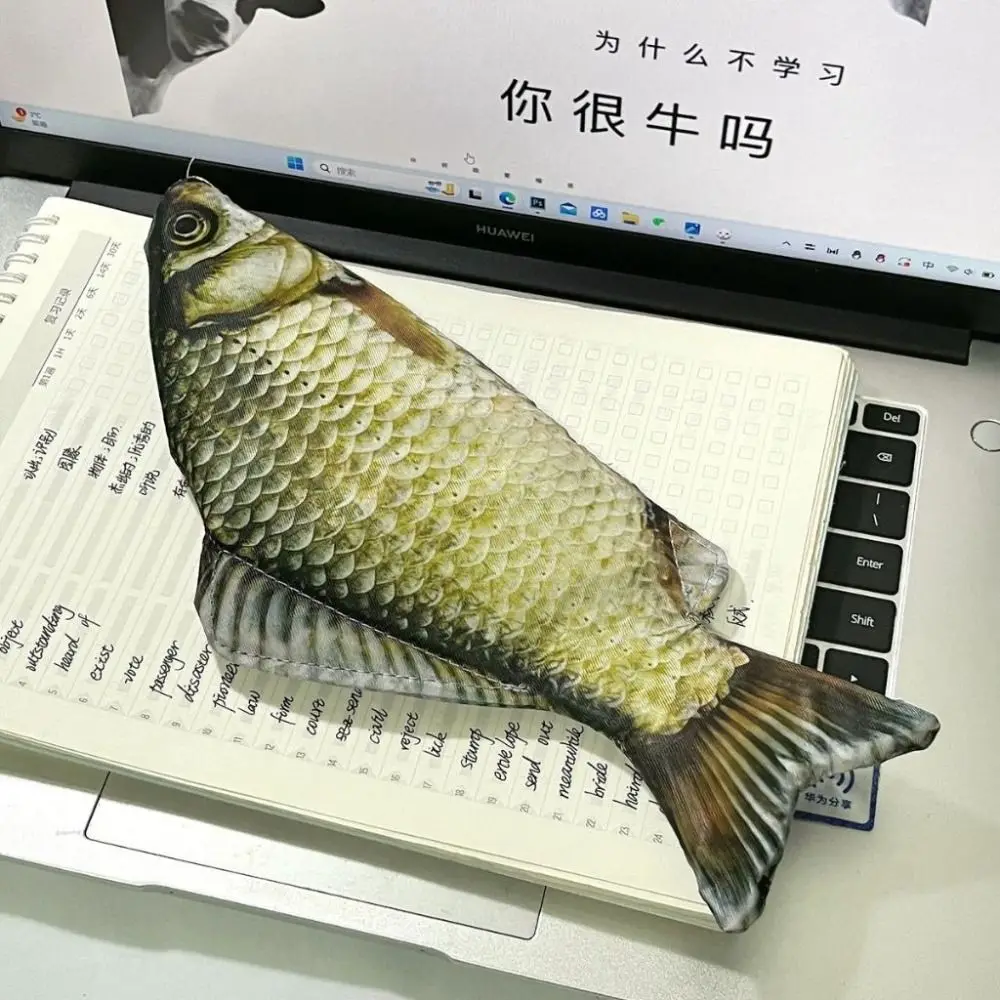 Pencil Case Cartoon Large Capacity Pen Bag Simulated Crucian Carp Multifunctional Stationery Organizer Student
