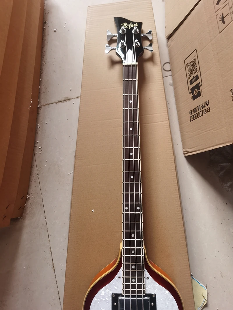 Left Hand BB2 Double White Pearl Guard BASS High Quality Guitar BASS In Stock Ping