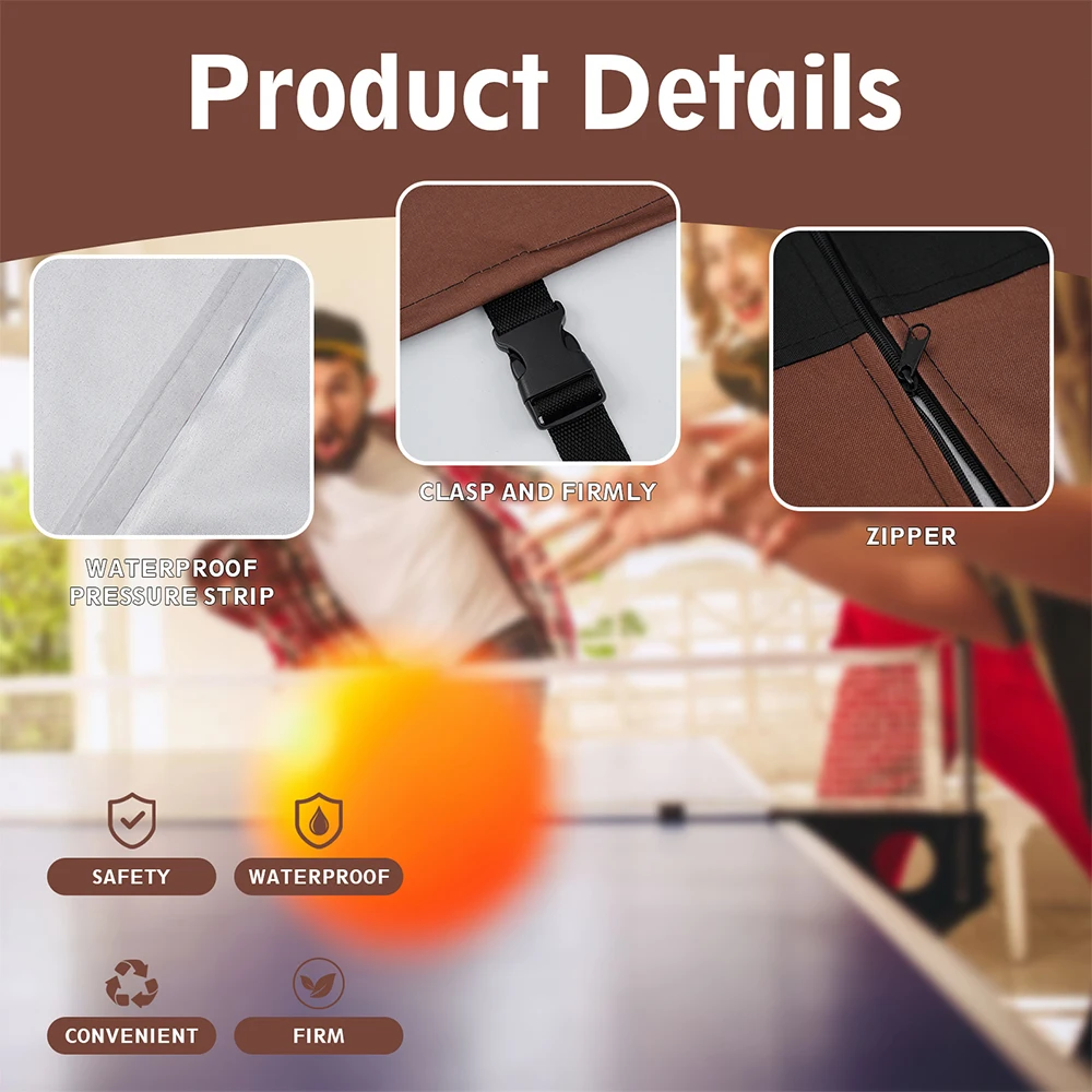 Ping Pong Table Cover 600D Oxford Fabric Heavy Duty Waterproof Dust-proof Protection for Indoor/Outdoor Ping Pong Table Cover 2