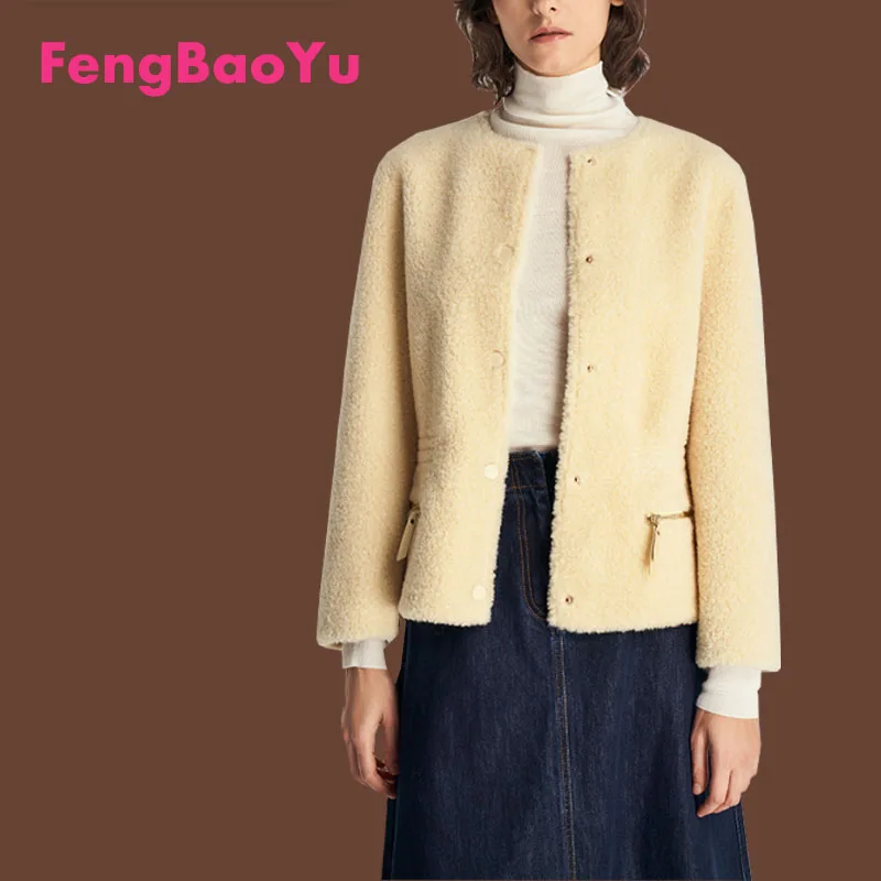 

Fengbaoyu High-end Sheep Wool Lady Coat Autumn and Winter New Teddy Small Fragrant Top Outdoor Leisure Fashion Light Luxury Warm