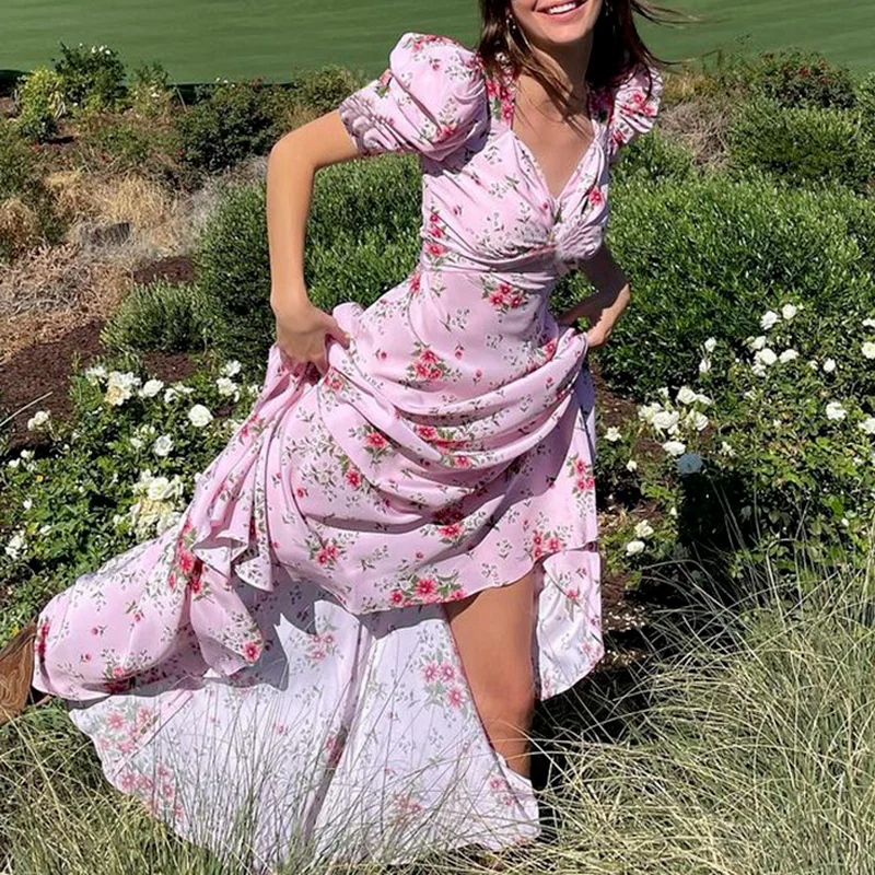 Robelonguevintageimprimfleuripourfemmetenuedeplagemanches