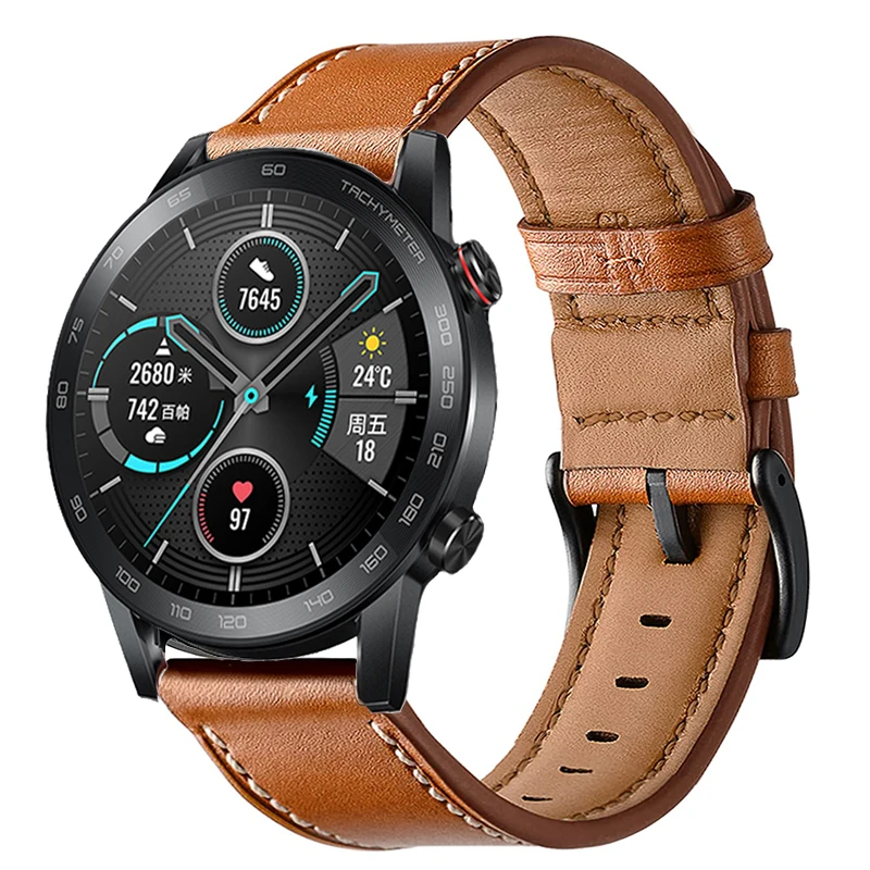 Pulseiras de Relógio de Couro Genuíno Cinto Pulseira Relógio Inteligente Honor Magic Ver Huawei gt 46 mm