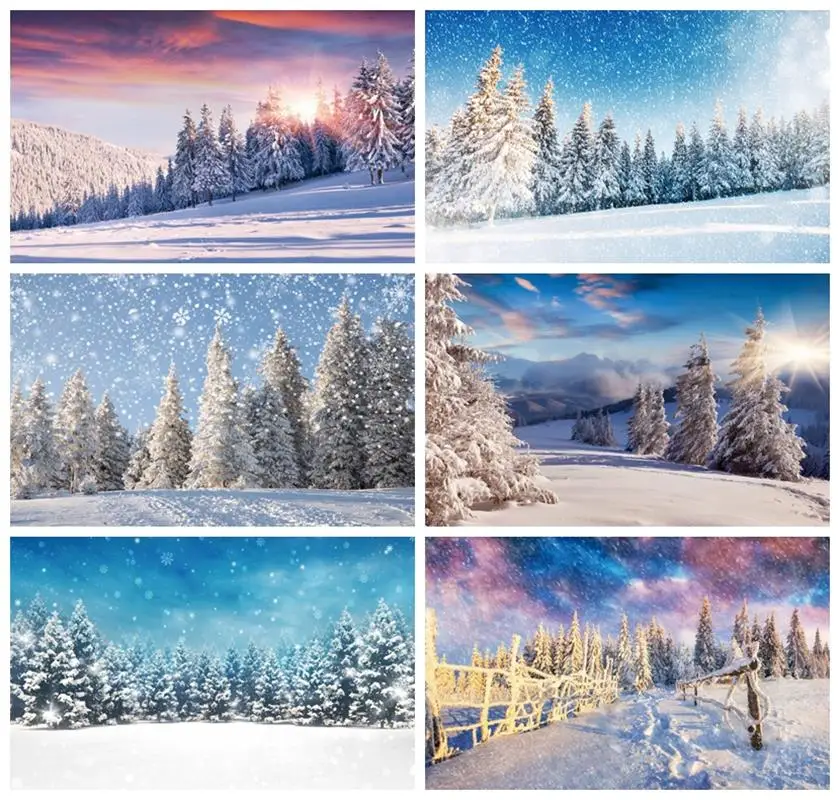 

Laeacco Winter Snow Forest Backdrop White Snowy Forest Outdoor Sky Snowfield Scenery Kids Adults Portrait Photography Background