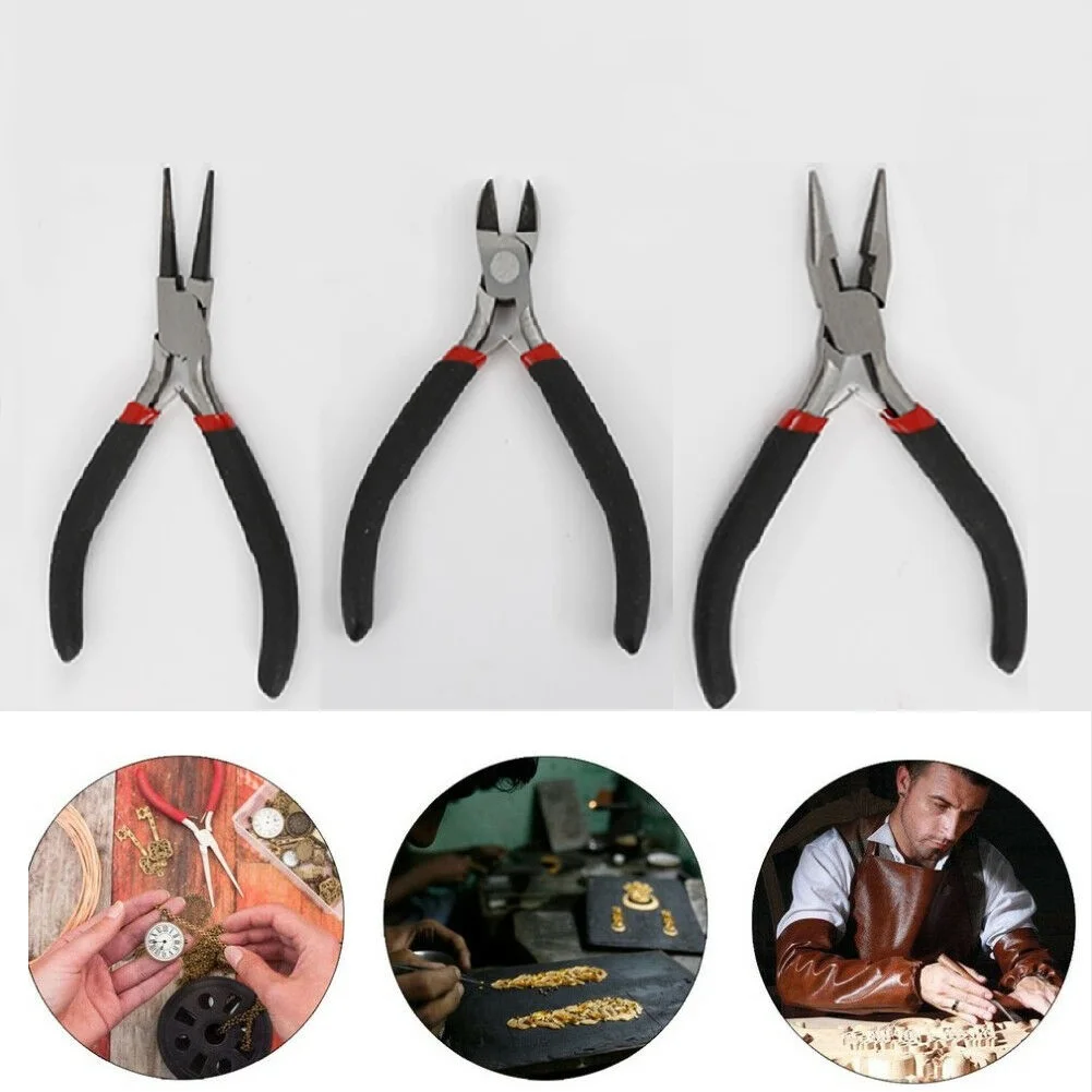 

3Pcs Mini Pliers Set Kit Cutter Chain Round Bent Needle Nose Beading Making Repair Tool Kit DIY Tools