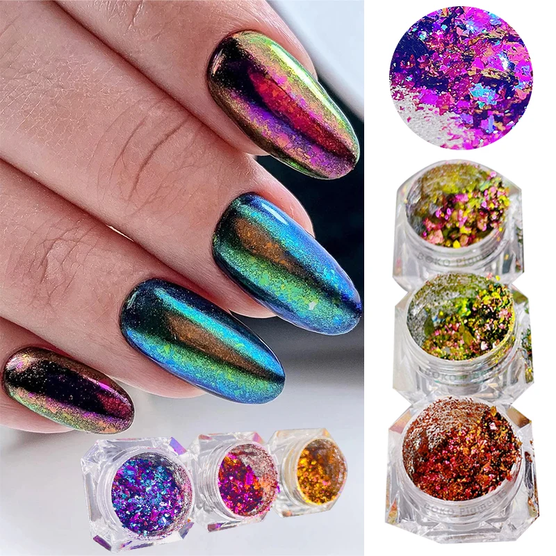 

Mirror Powder Chrome Pigment Holographic Glitter Chameleon Effect Flake Nails Art Accessories Sequins DIY Manicure Decor Design