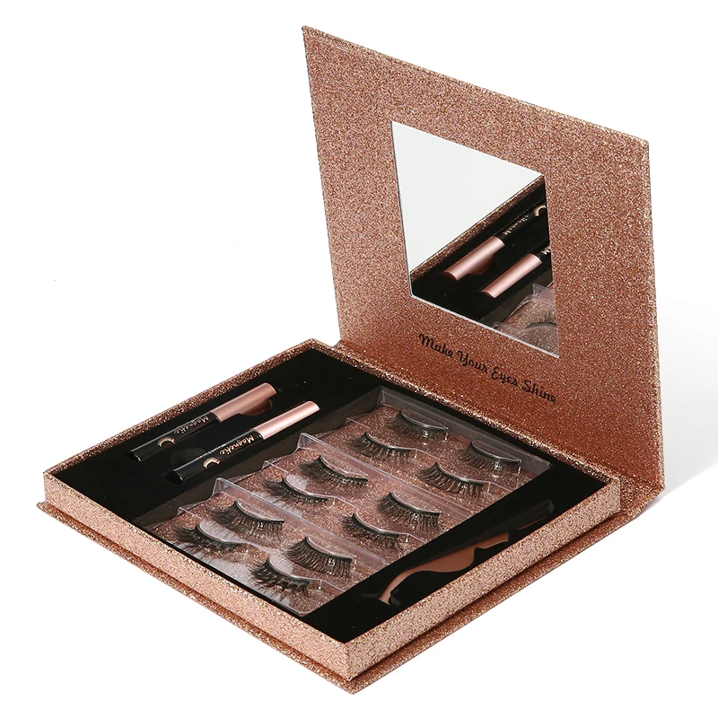 

6 Pairs Magnetic False Eyelash Set Eye Lashes Liquid Eyeliner Tweezer Set Tweezers Set Natural False Lashes Short Faux Cils