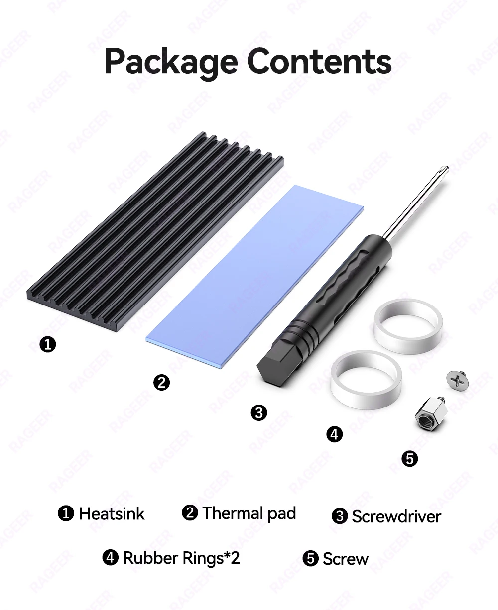 RAGEER M.2 SSD-Kühlkörper mit Wärmeleitpad, Kühler M2-Kühler aus Aluminiumlegierung bei Kühlung 5 ° C-30 ° C für 2280 SSD – Detail 12
