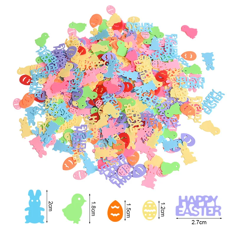 15g/bag Happy Easter Confetti Colorful Bunny Eggs Sequin Confetti 2025 Easter Party Table Scatter Decoration DIY Crafts Gift