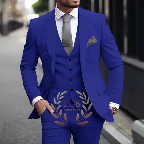 Men's Khaki 3-Piece Suit Classic Peak Lapel Business Formal Wedding Groom Slim Fit Elegant Gentleman Style Fashion Blazer - Image 13