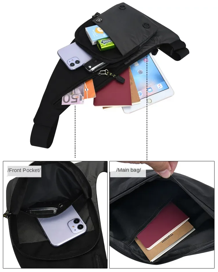 Men‘s New Trendy Casual Shoulder Bag Leisure Travel Sports Outdoor Pack Messenger Crossbody Sling Chest Bag Pack for Male Female