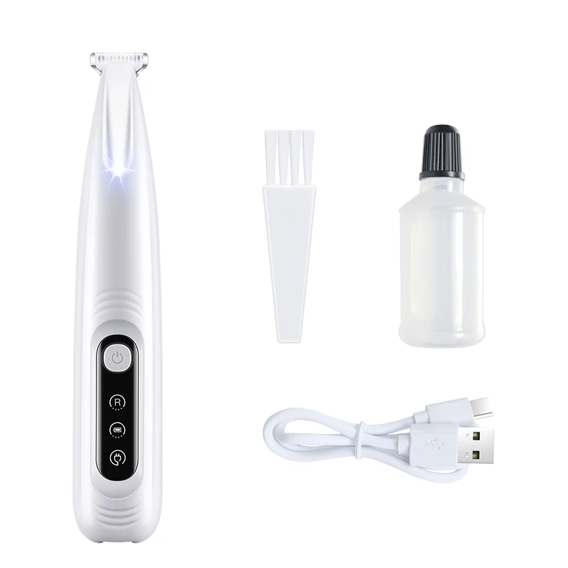 Pet Dog Electric Groomer Trimmer Pet Foot Hair Trimmer Low Noise Cat Dog Face Foot Ear Hip Paw Shaver with LED Light Waterproof